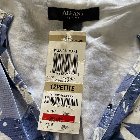 Alfani Leaf Print Mini Dress Size 12 Petite - Picture 3 of 13
